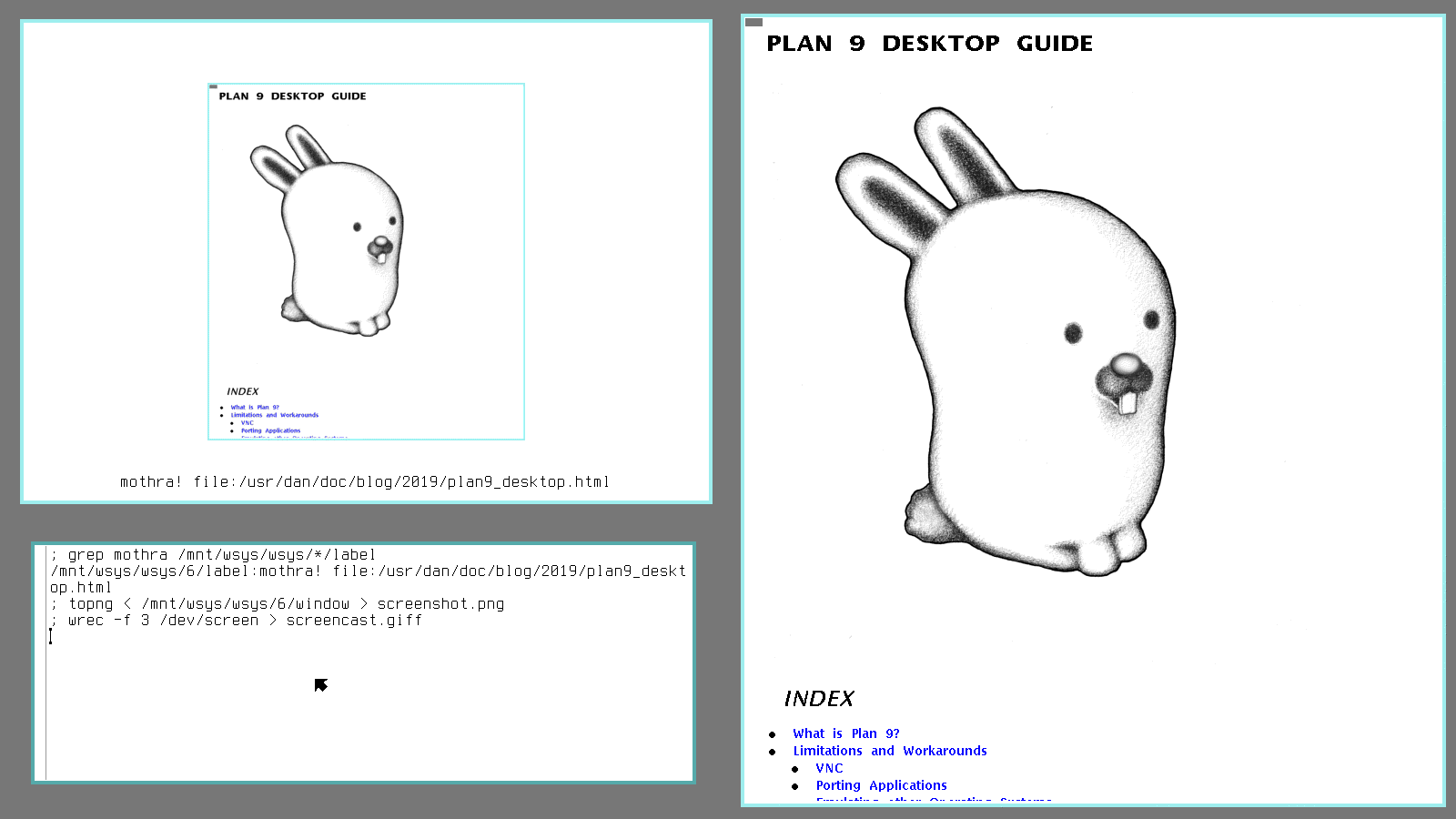 plan 9 desktop guide throwing pc