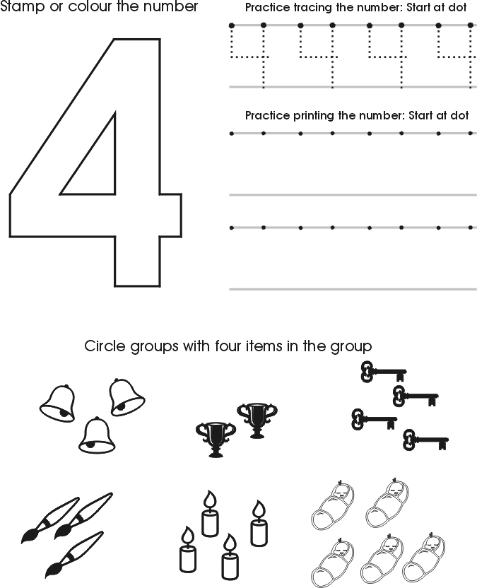 number four worksheet free preschool printable