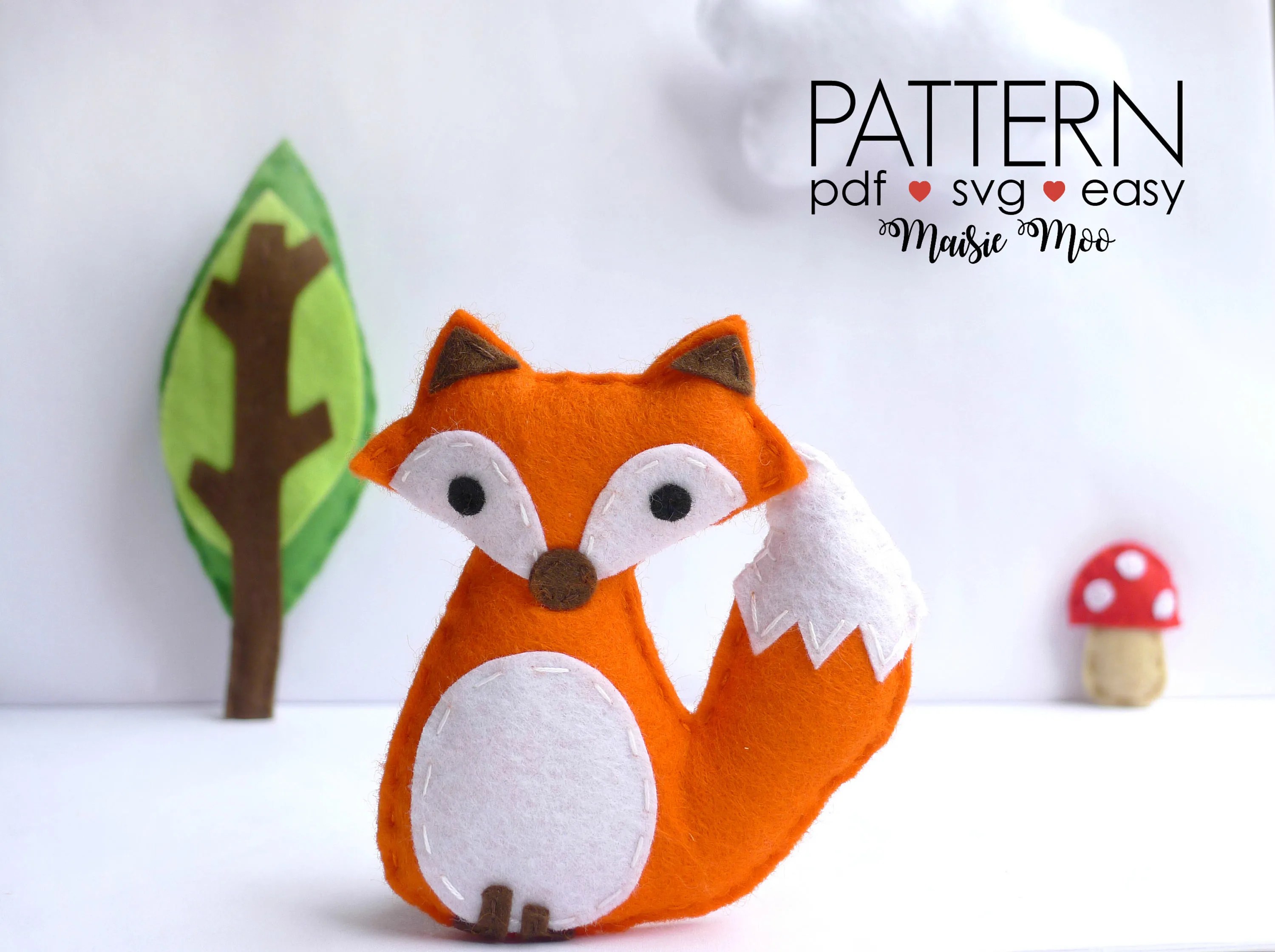 fox sewing pattern svg felt woodland animal pattern fox pdf tutorial