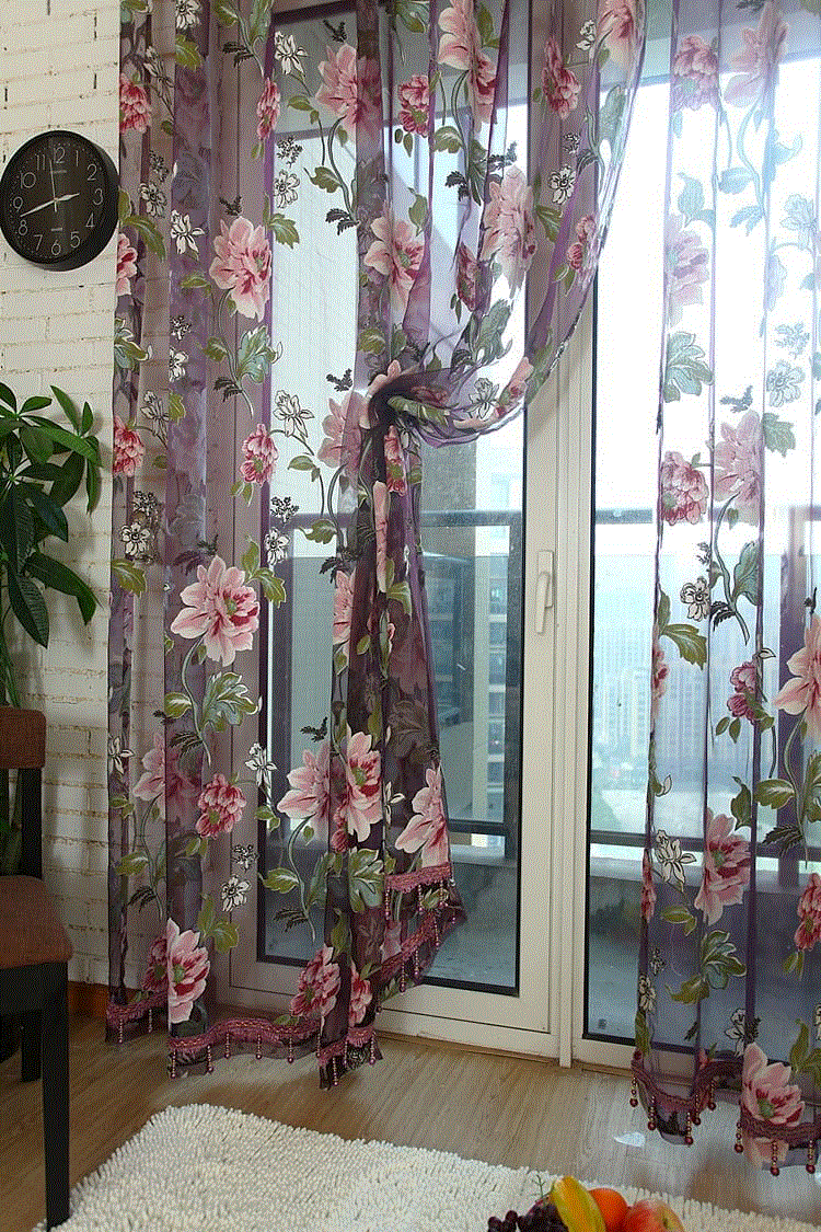 buy rustic tulip curtains living room tulle purple floral background