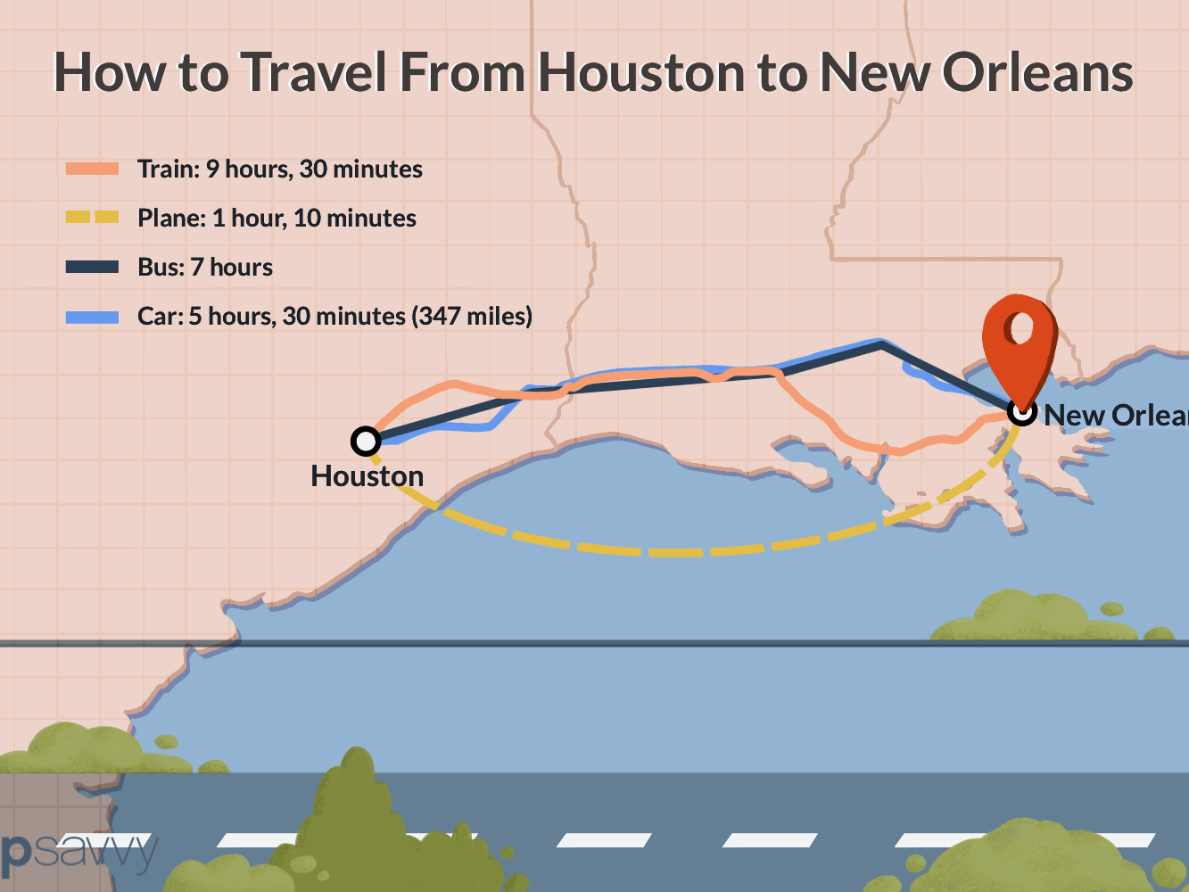 how to get from houston new orleans french quarter sign