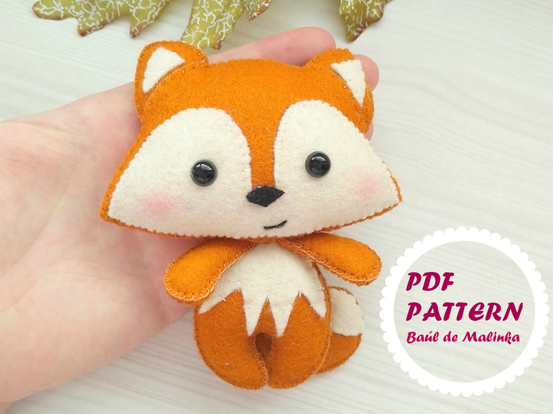 fox pattern felt sewing fox ornament diy plush pdf pattern animals