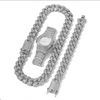 best quality free dhl bling iced out chain watch necklace bracelet set for men miami cuban link rose gold silver rhinestone hip hop jewelry m985f at cheap price online collectable dhgate com and spanish flags