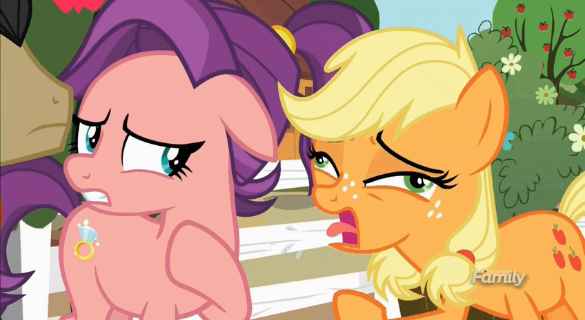 1268066 Animated Applejack Cough Derp Discovery Family Logo Silly ...