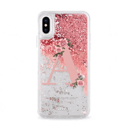 personalised floral monogram iphone glitter case rose pink medium