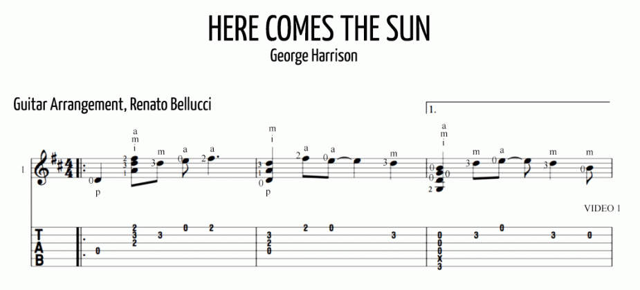 mangore bellucci guitars george harrison here comes the sun tab medium