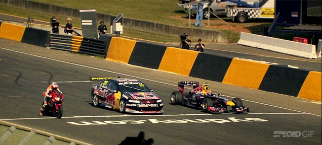 here s a f1 car racing against a motorcycle racing against a supercar gizmodo australia medium