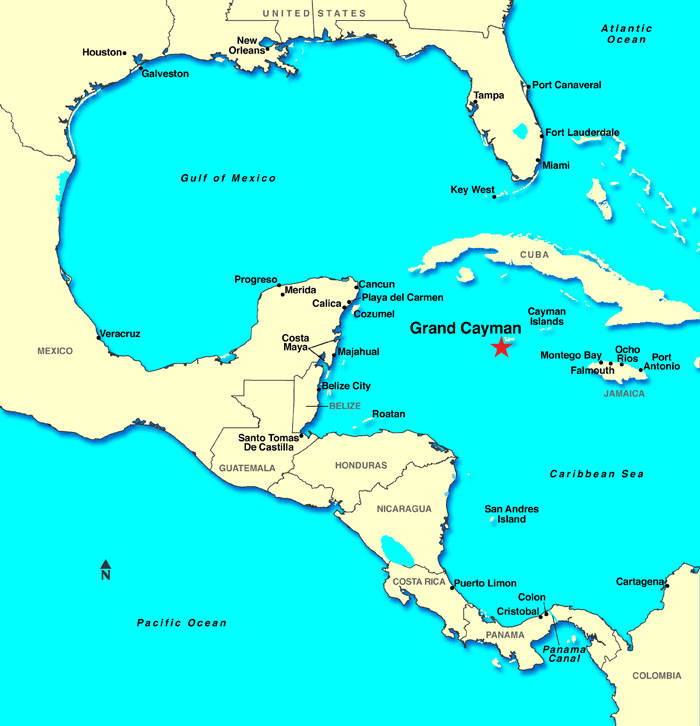 cayman island because of its location within mexico driving from medium