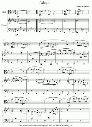 viola albinoni1 sheet music 8notes com medium