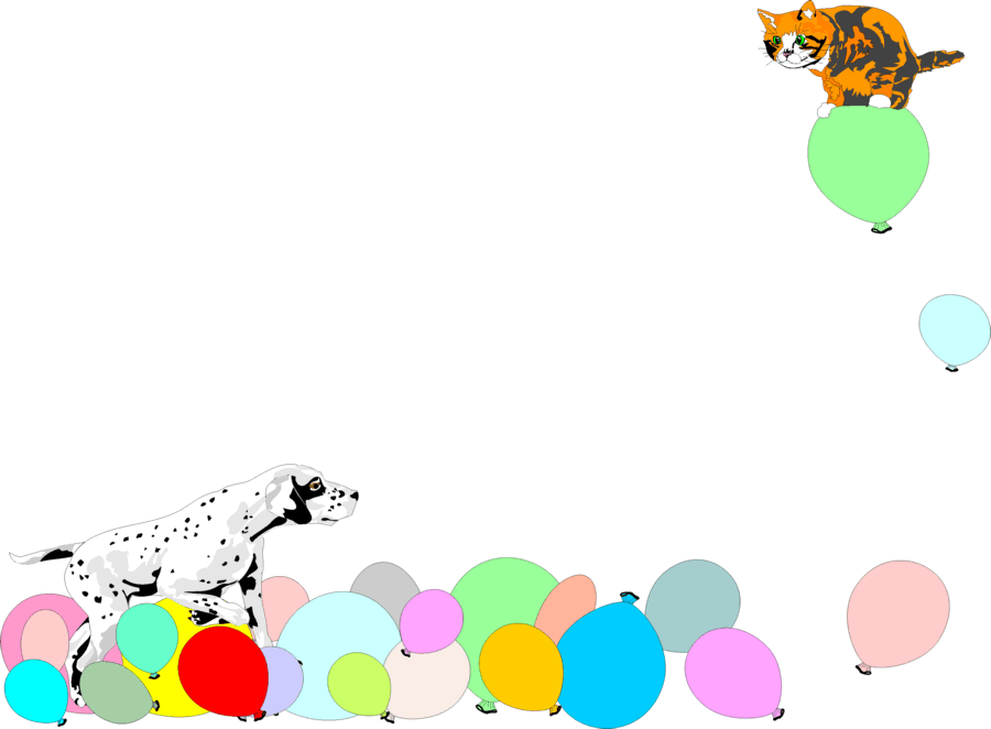 dog and cat with balloons page border free printable borders medium