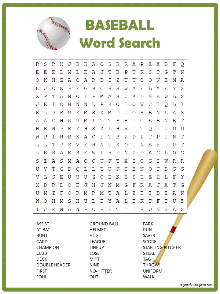 free printable baseball word search word search activities and medium