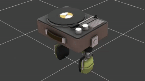 the audio file s record spins and the play arm has jigglebones medium