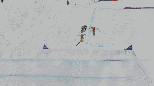 gif and pic ski cross race ends with one hell of a three medium