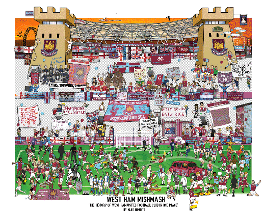 the history of west ham united football club poster cartoon drawings medium