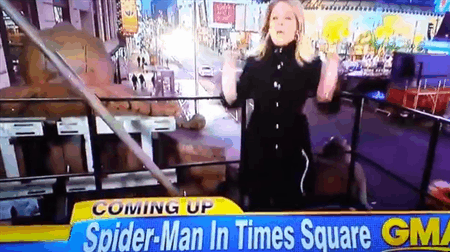 spiderman appears on news show and fails to save reporter medium