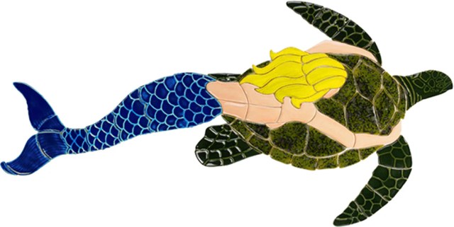 mermaid with turtle blonde mt48 ceramic mosaic national pool supply medium