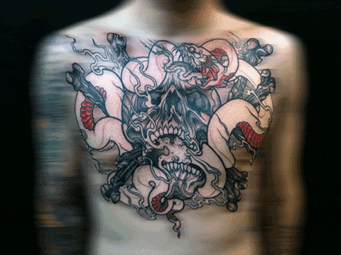 skull tattoo gif find share on giphy medium