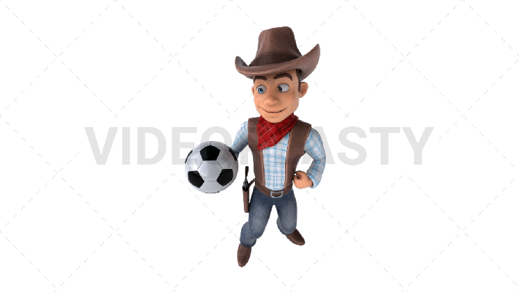 3d white male cowboy showing a football stock gifs videoplasty cartoon drawings medium