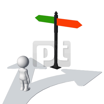 stickman standing at a crossroad animated clipart powerpoint medium