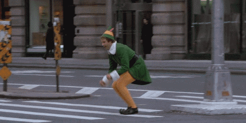 gif christmas winter funny holiday happy elf buddy the elf hilarious perfect mistletoe crosswalk medium