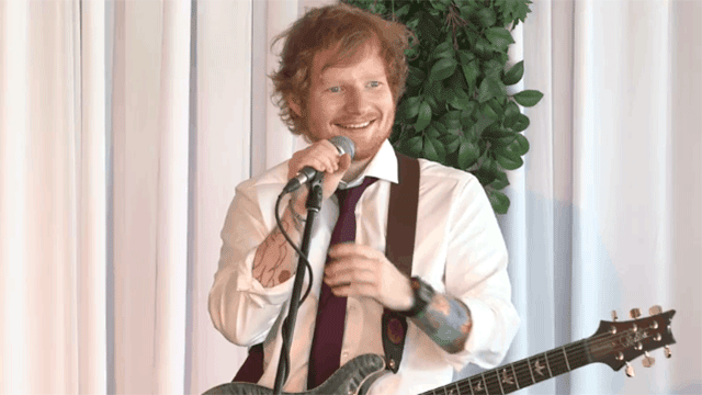 ed sheeran was spotted singing at a wedding candy medium