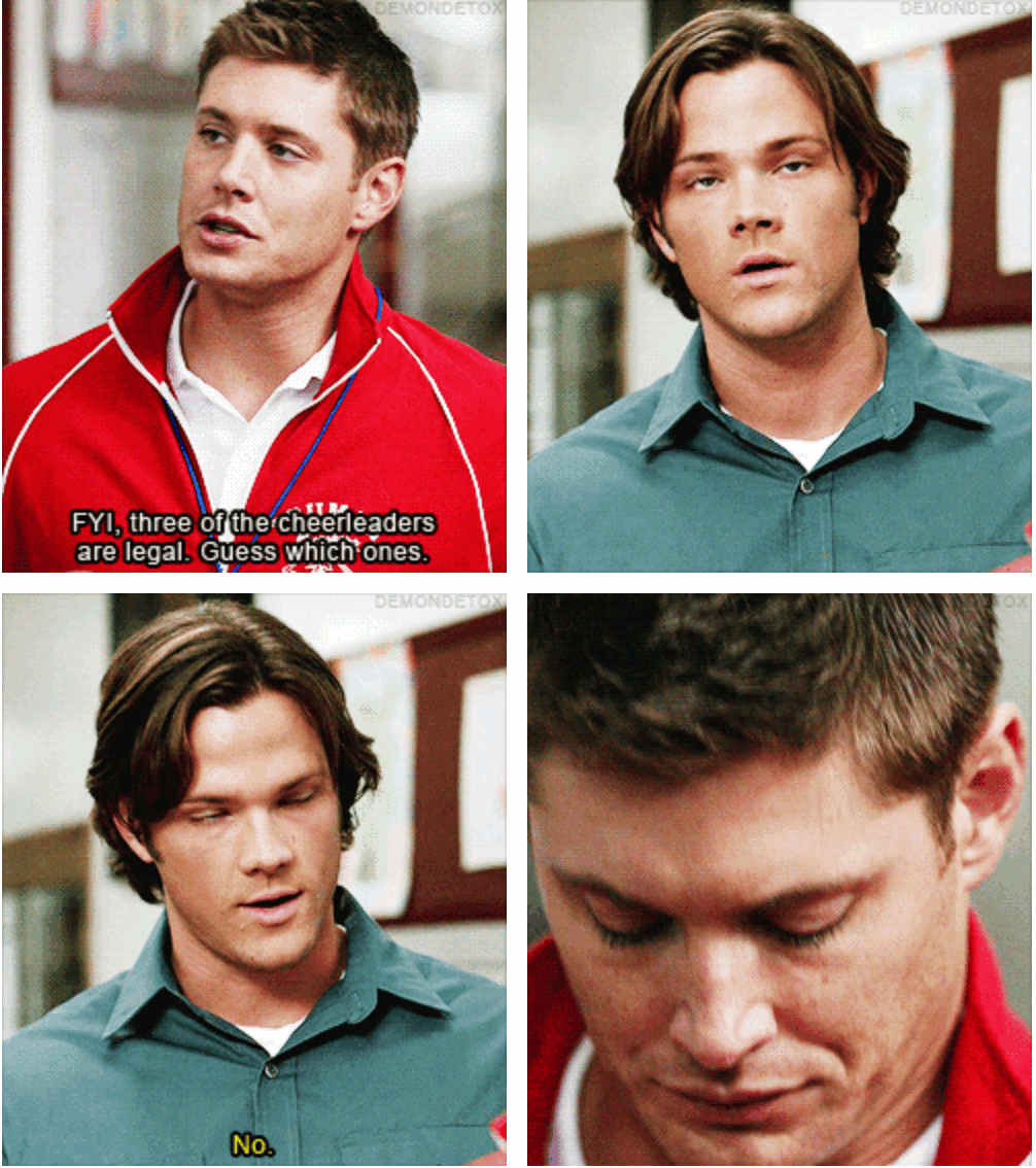 set of gifs 4x13 after school special dean is so sad a cute in the medium
