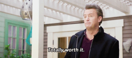 totally worth it matthew perry gif find share on giphy medium