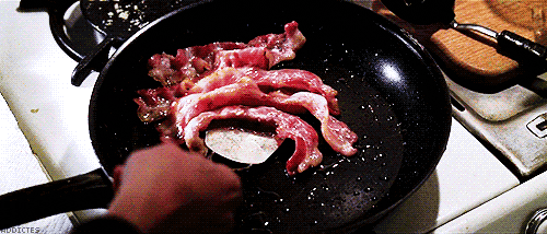 bacon cooking gif find share on giphy medium
