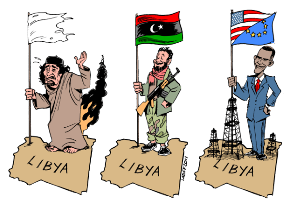 political cartoon the flags of libya the red phoenix medium