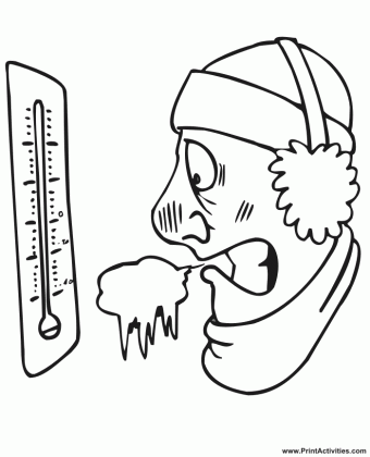 cold coloring page cold guy looking at thermometer medium