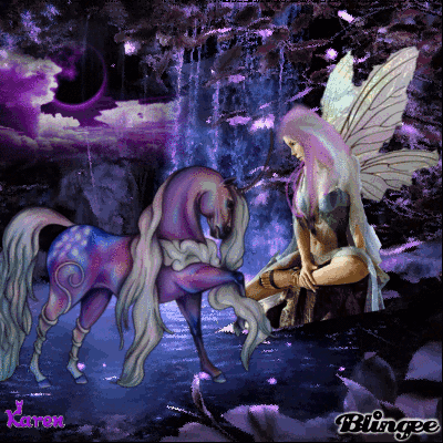 purple fairy unicorn by the waterfalls gif fairies pinterest medium