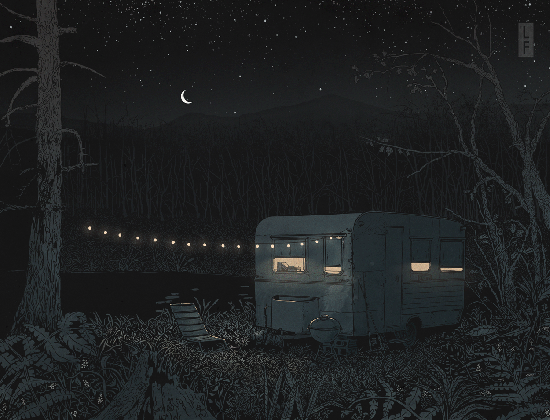 summer night animated illustration gif medium