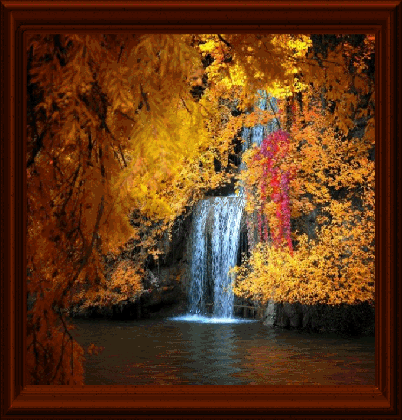animated autumn landscape picture with a waterfall medium