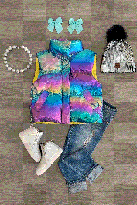 metallic puffer vest many colors clothing gift boxes medium