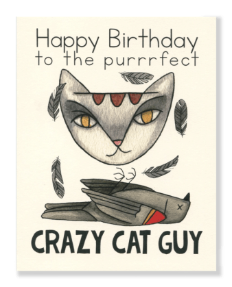 happy birthday crazy cat guy card cat people press medium