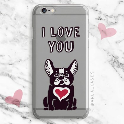i love you bulldog with heart clear tpu phone case cover arla medium