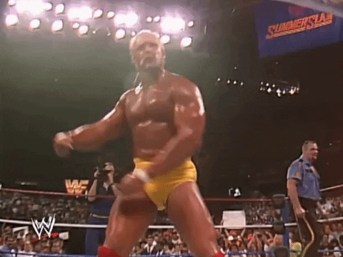 sports wwe wrestling summerslam 1990 flex flexing hulk hogan medium