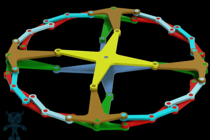 circular linkage with fixed center mechanism parasolid stl step medium