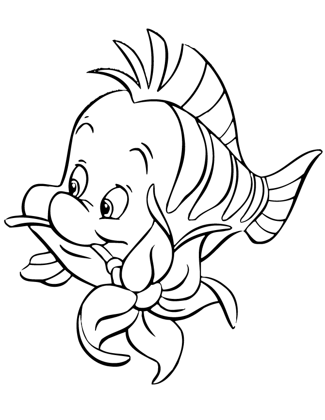 flounder biting flower cartoon coloring page free printable to medium