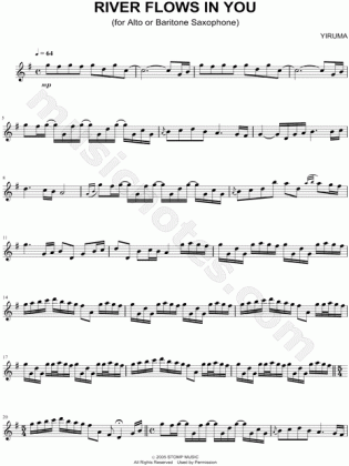 yiruma river flows in you eb saxophone sheet music alto medium