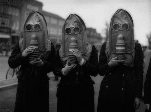 strangestore gas masks paul stickland gif animatedgif gifs medium