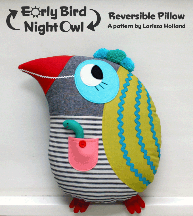 mmmcrafts early bird night owl reversible pillow pattern is in the medium