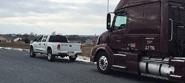 watch this little old pickup truck rescue a big rig medium