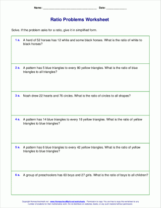 free worksheets for ratio word problems medium