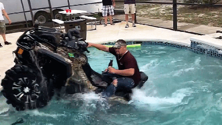 florida man drives can am right into swimming pool without even medium