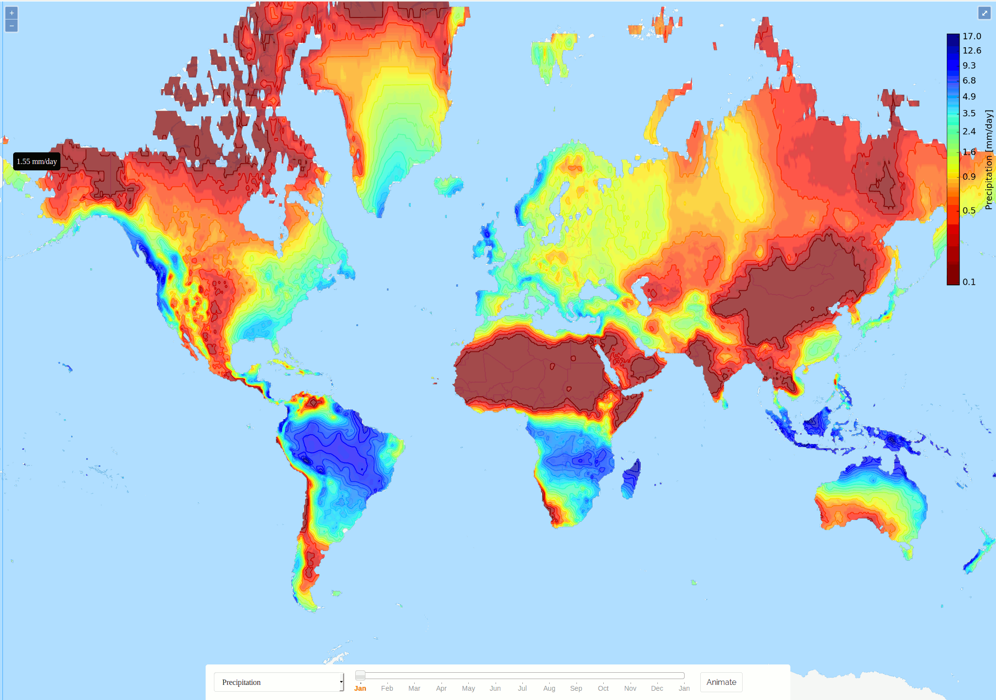 precipitation by month animation by annom map world medium