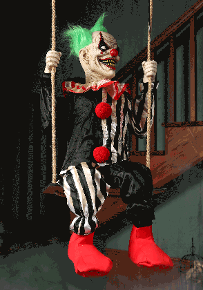 swinging animated chuckles evil clown prop sailor moon face medium