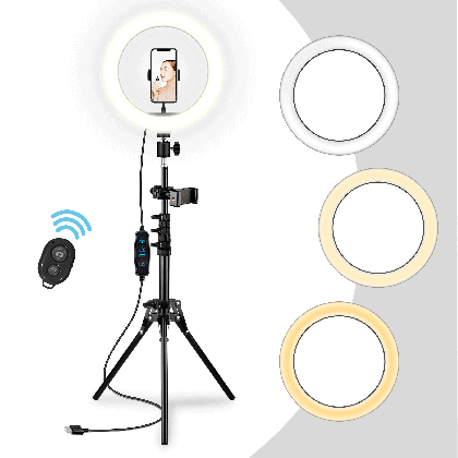 10 2 ring light with stand selfie tripod cell phone holder for live stream makeup led camera ringlight youtube video photography iphone xs max xr android walmart com open sign window medium