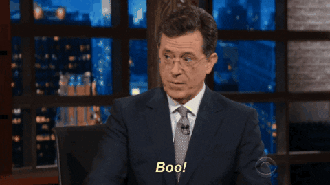 stephen colbert boo gif by the late show with stephen colbert find medium