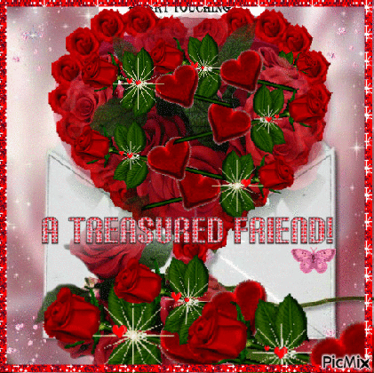 a heart full of red roses a white envelope roses with sparkles a medium